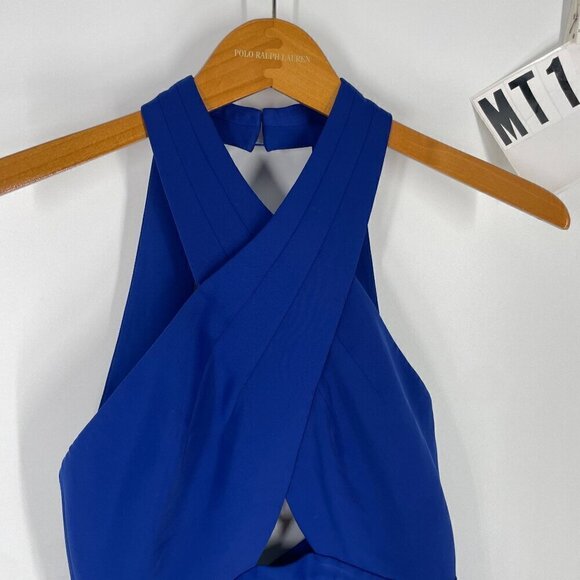 BCBGMaxazria blue halter top open back sz S - Picture 3 of 14